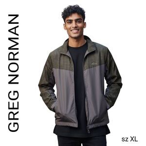 Greg Norman Black Gray Lightweight Fleece Lined Windbreaker Jacket